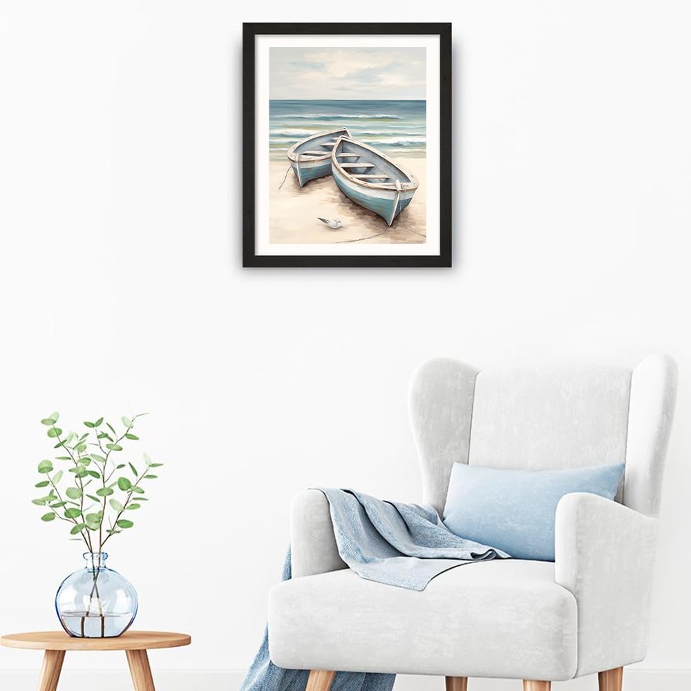 Natuyalo Paint by Numbers for Adults Beginner, Boat on The Beach Acrylic Easy Paint by Numbers Kits Craft Kits for Adults Suitable for Home Wall Decoration Flameless 16x20 Inch Natuyalo
