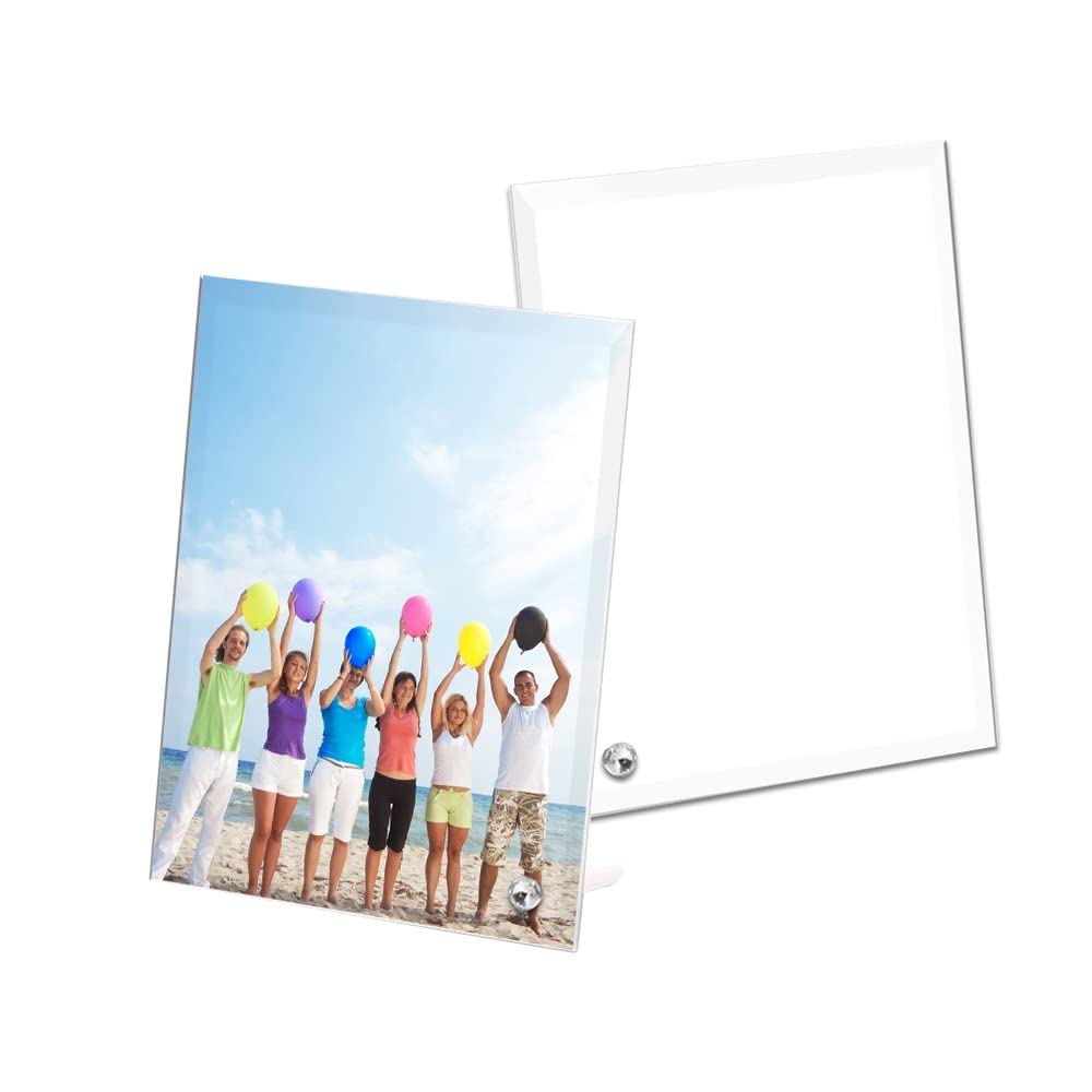 MR.R 2 piece 8'' Sublimation Blanks Glossy Glass Photo Frame,No Edge Picture Frame for Heat Transfer Printing,7x9 inch MR.R