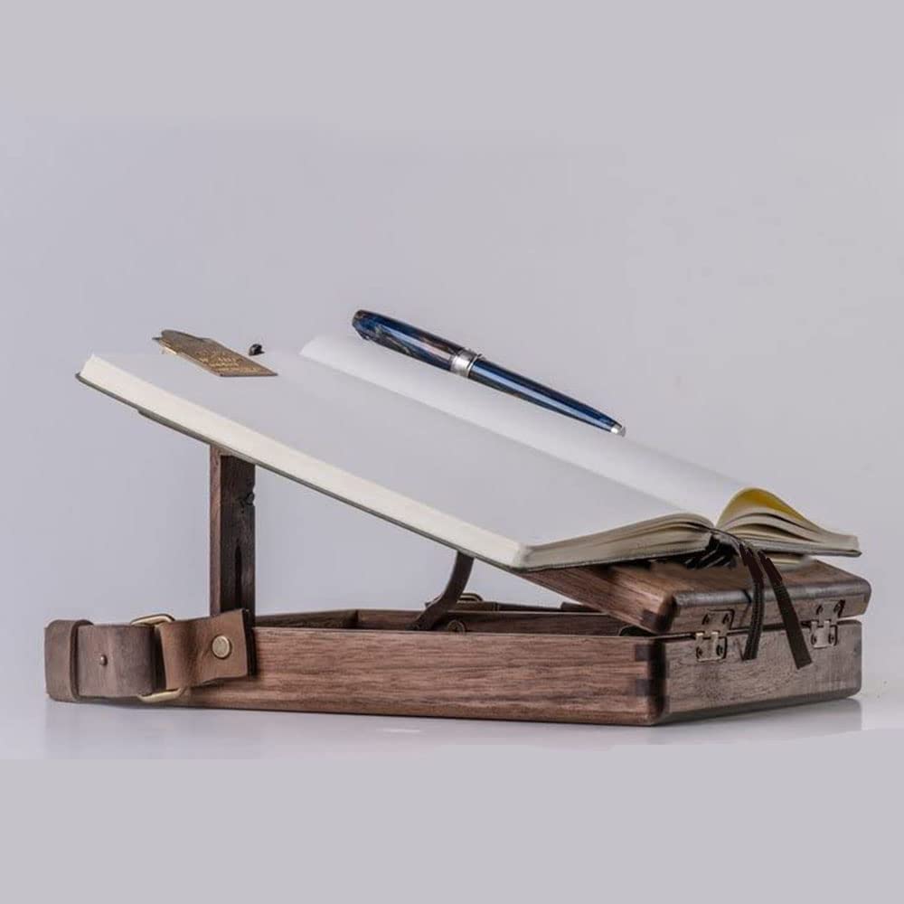 Writers Messenger Wood Box, Multifunctional Wooden Handmade Crossbody Postman Bag Portable Artist Tool Bag Painting Brush Tool Storage Sketch Box Bomeiqee