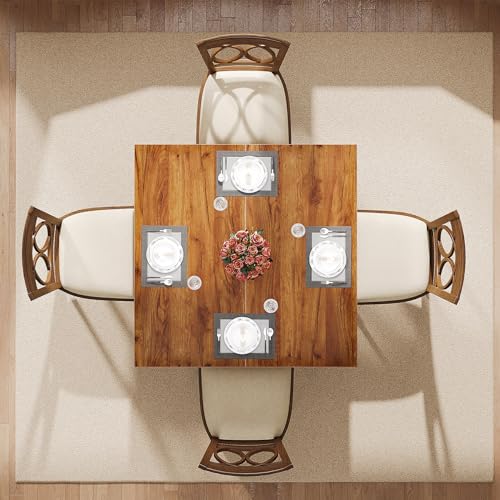 LITTLE TREE 39 Inches Square Dining Table for 4 People, Brown Wooden Kitchen Table Small Dinner Table, Modern Dining Room Tables for Living Room, Kitchen, Oak Brown LITTLE TREE