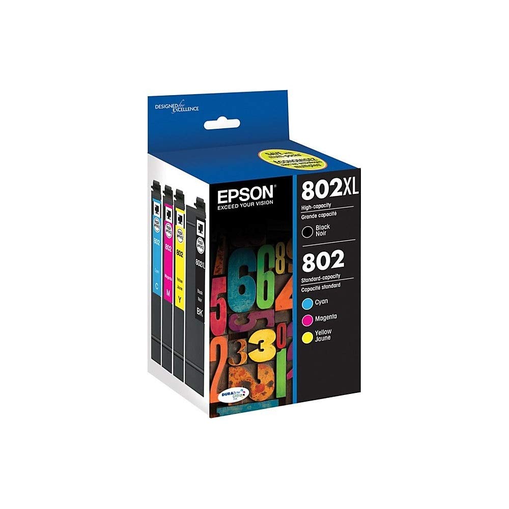 EPSON 802 DURABrite Ultra Ink High Capacity Black & Standard Color Cartridge Combo Pack (T802XL-BCS) Works with WorkForce Pro WF-4720, WF-4730, WF-4734, WF-4740 Epson