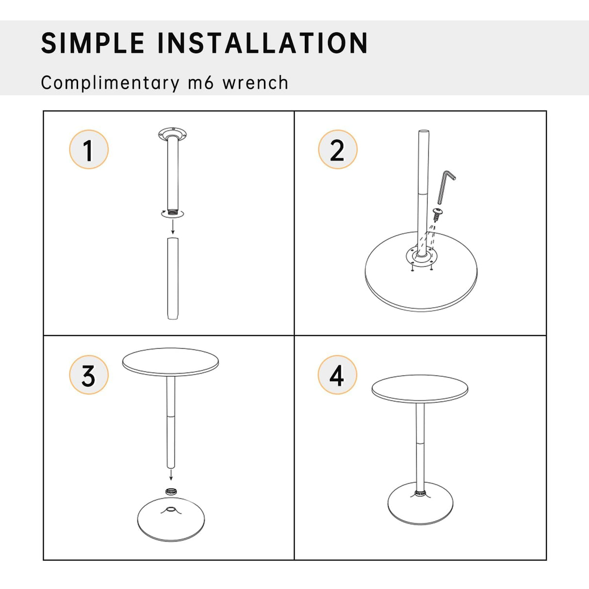 Round Bar Table 2 Set 40" Height Modern Pub Table with Solid Top and Sturdy Metal Base, High Top Table for Kitchen, Dining Room, Bistro, Cocktail, Black Dopinmin
