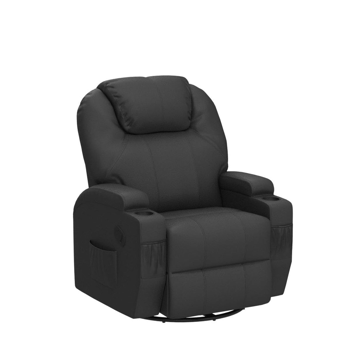 JUMMICO Recliner Chair, Rocking Massage Chairs, Home Reclining Sofa Chair, PU Leather, Ergonomic Living Room Chair with Cup Holders, Remote Control (Black) JUMMICO
