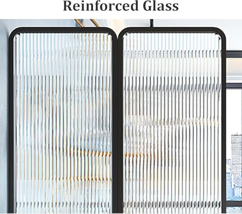 6ft Tall Modern Room Divider, Folding Privacy Room Divider Screens, Metal Glass Partition Room Divider, Decorative Freestanding Room Partition for Room Separation Partition (Size:4 Panel) RCJCQSR