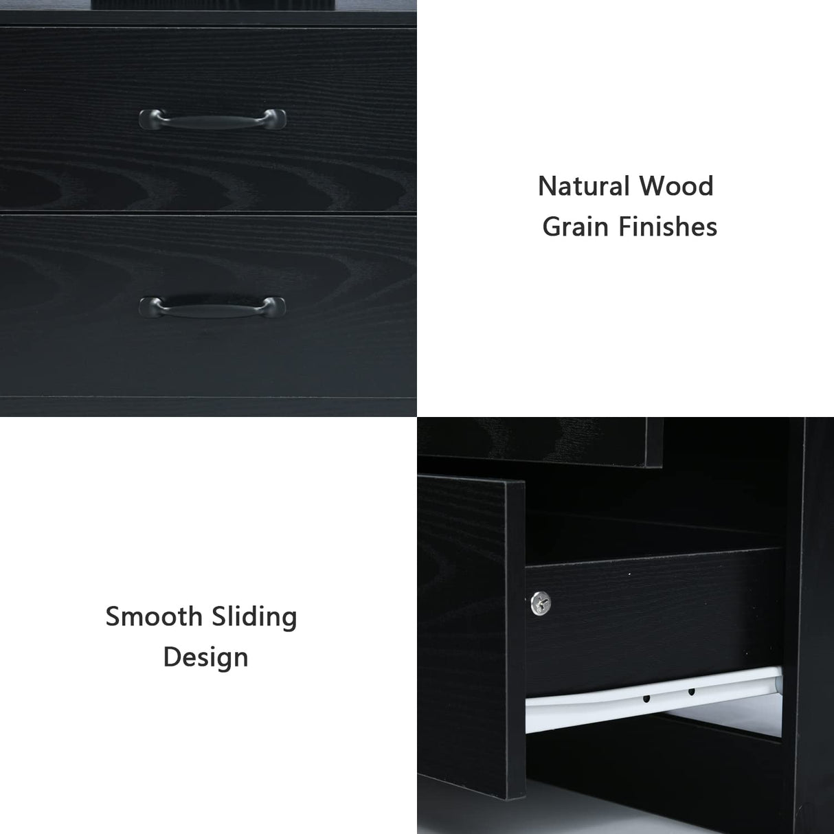 4ever2buy Nightstand Set of 2, Black Nightstand with Charging Station, Led Night Stand with 2 Drawer, Modern Bed Side Table with LED Strip Lights, Bedside End Table for Bedroom Living Room 4ever2buy