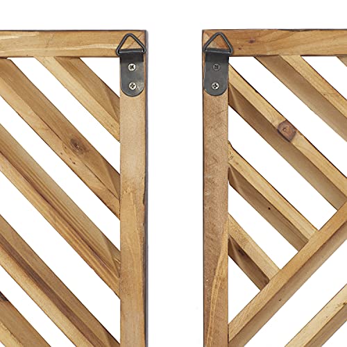 Deco 79 Wood Geometric Home Wall Decor Slatted Wood Design Wall Sculpture, Set of 3 Wall Art 12"W, 35"H, Brown Deco 79