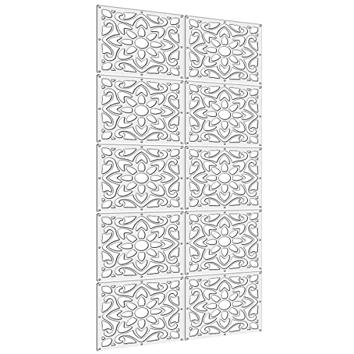 Lchen Hanging Room Divider,10 Pieces Wood-Plastic Hanging Panels 0.2“Thick Screen Panel for Living Room Bedroom Home Decoration(HTT-10S,11.4"X11.4") Lchen