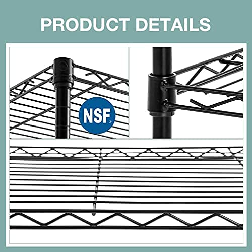 PayLessHere 14" D×24" W×60" H Wire Shelving Unit Metal Commercial Shelf with 5 Tier Layer Rack Strong Steel for Restaurant Garage Pantry Kitchen Garage,Black PayLessHere