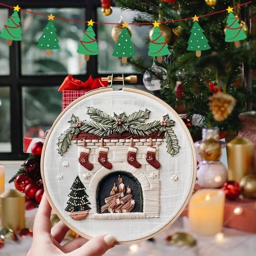 YOUDRN Christmas Embroidery Kits,Gnomes Embroidery Kits for Adults,Christmas Embroidery Kit for Beginners with Pattern,Cotton Threads,Needles,Instruction,20cm Hoop (gnome)