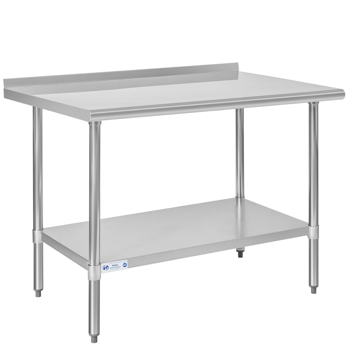 Hally Stainless Steel Table for Prep & Work 30 x 48 Inches, NSF Commercial Heavy Duty Table with Undershelf and Backsplash for Restaurant, Home and Hotel HALLY SINKS & TABLES H