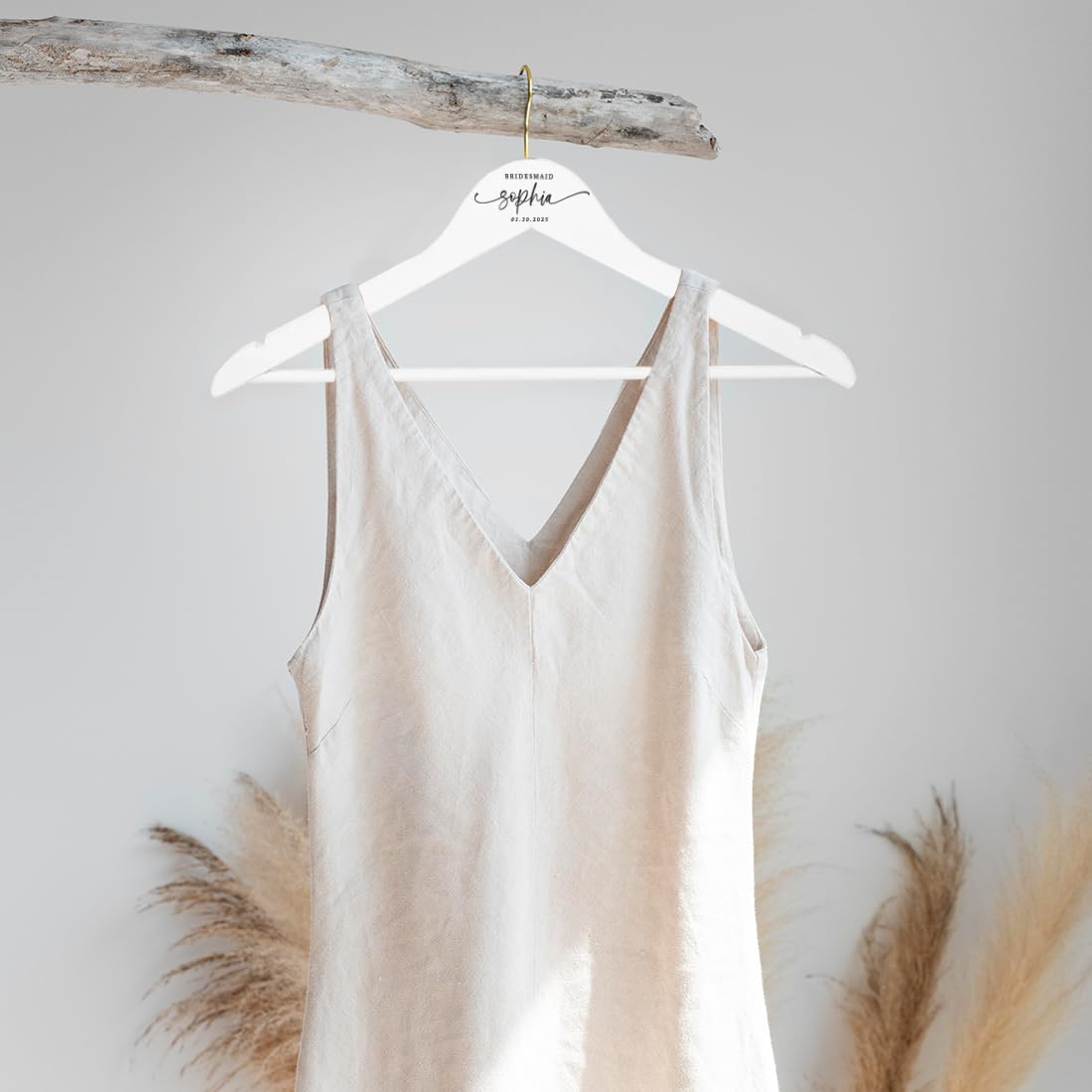 Andaz Press Personalized Bridal Hangers, Premium White Wooden Hangers for Wedding Dress, Bridesmaid Dresses, Bridal Party, Custom Name Wedding Gift, Andaz Press
