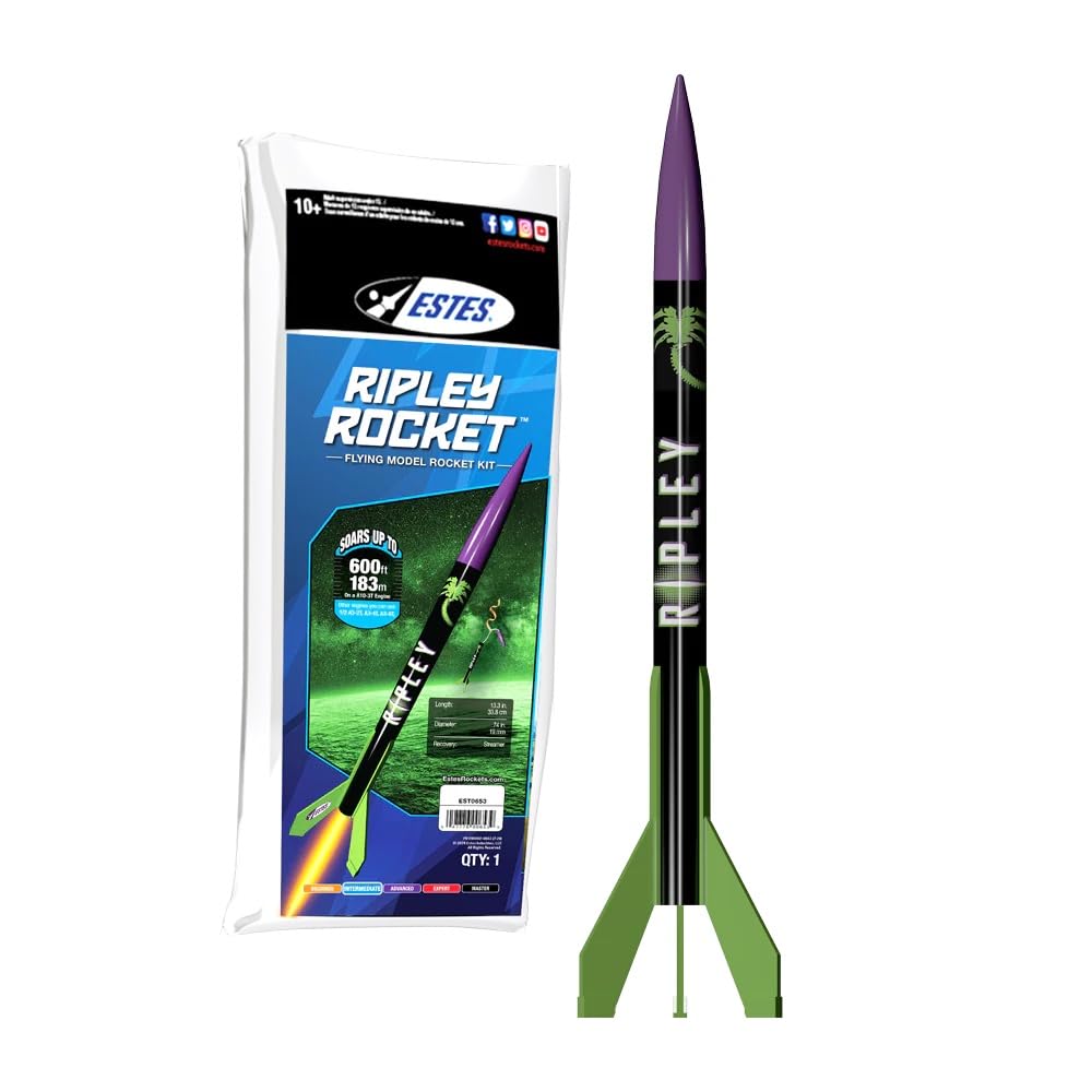 Estes Rockets 0653 Ripley Rocket | Intermediate Model Rocket for Ages 13+ | Soars up to 600 ft | Model Rocket Complete Kits Estes