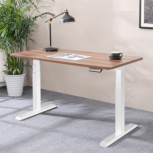 Fromann Dual Motor Standing Desk Frame 3 Tier Legs Sit Stand up Electric Height Adjustable Desk Base for Home and Office (White) Fromann