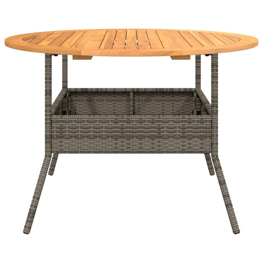vidaXL Garden Table Grey PE Rattan, Solid Acacia Wood, Powder-Coated Steel vidaXL