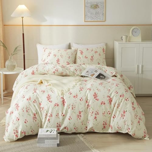 HighBuy Twin XL Comforter Set Pink Floral Boho Twin Extra Fit Comforter Set for College Boho Chic Flower Bedding Set All Season Farmhouse Lightweight Microfiber Comforters with 2 Pillowcases HighBuy