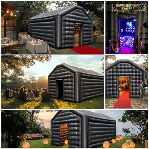 Small Black Inflatable Night Club 16.4x13x11.5Ft Disco Cube Gazebo Event House with Logo Area Portable Inflatable Party Tent for Birthday, School Events, Backyard Party, Rental Business OZIS