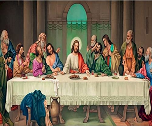 Ikogto DIY Painting by Numbers for Adults, Paint by Number Kit On Canvas for Beginners, Religion, Jesus, Last Supper 50x60cm Rimless Ikogto
