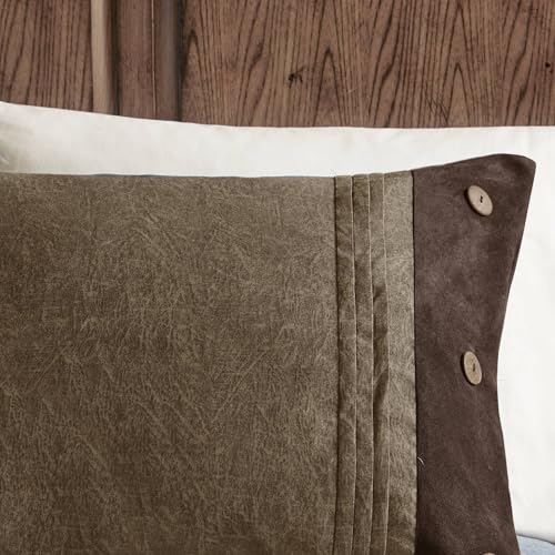 Madison Park Boone Cozy Comforter Set, Faux Suede, Deluxe Hotel Styling All Season Down Alternative Bedding Matching Shams, Decorative Pillow, King (104 in x 92 in), Rustic Brown 7 Piece Madison Park