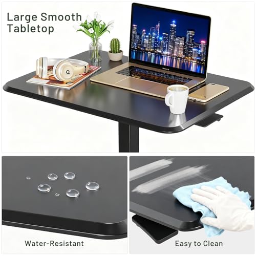 SageNest Adjustable Mobile Standing Desk, Rolling Sit-Stand Laptop Desk with Locking Wheels, Compact Portable Computer Table for Home Office or Dorm, Black SageNest