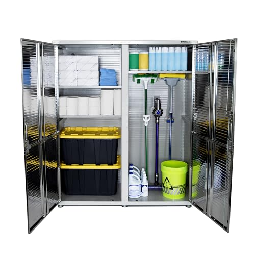 Seville Classics UltraHD Solid Steel Lockable Metal Storage Cabinet Locker Organizer w/Adjustable Shelves for Garage, Warehouse, Office, Classroom, Seville Classics