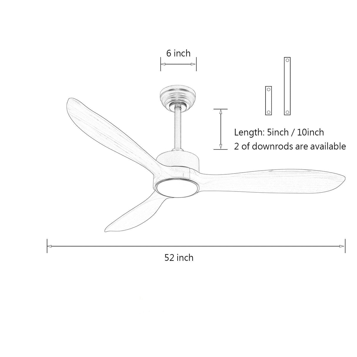 VACILL 52 inch Wood Ceiling Fan with Light and Remote,Noiseless DC Motor,6 Speed Levels,LED Dimmable,Dark Brown Wood Blade VACILL