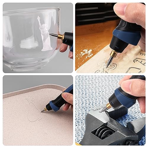 25W Engraving Pen, 6 Speed Power Engraving Tool, Handheld Engraver Pen with Tungsten Carbide Steel Bits for Wood Metal Glass Professional Etching Tool YEYETUO