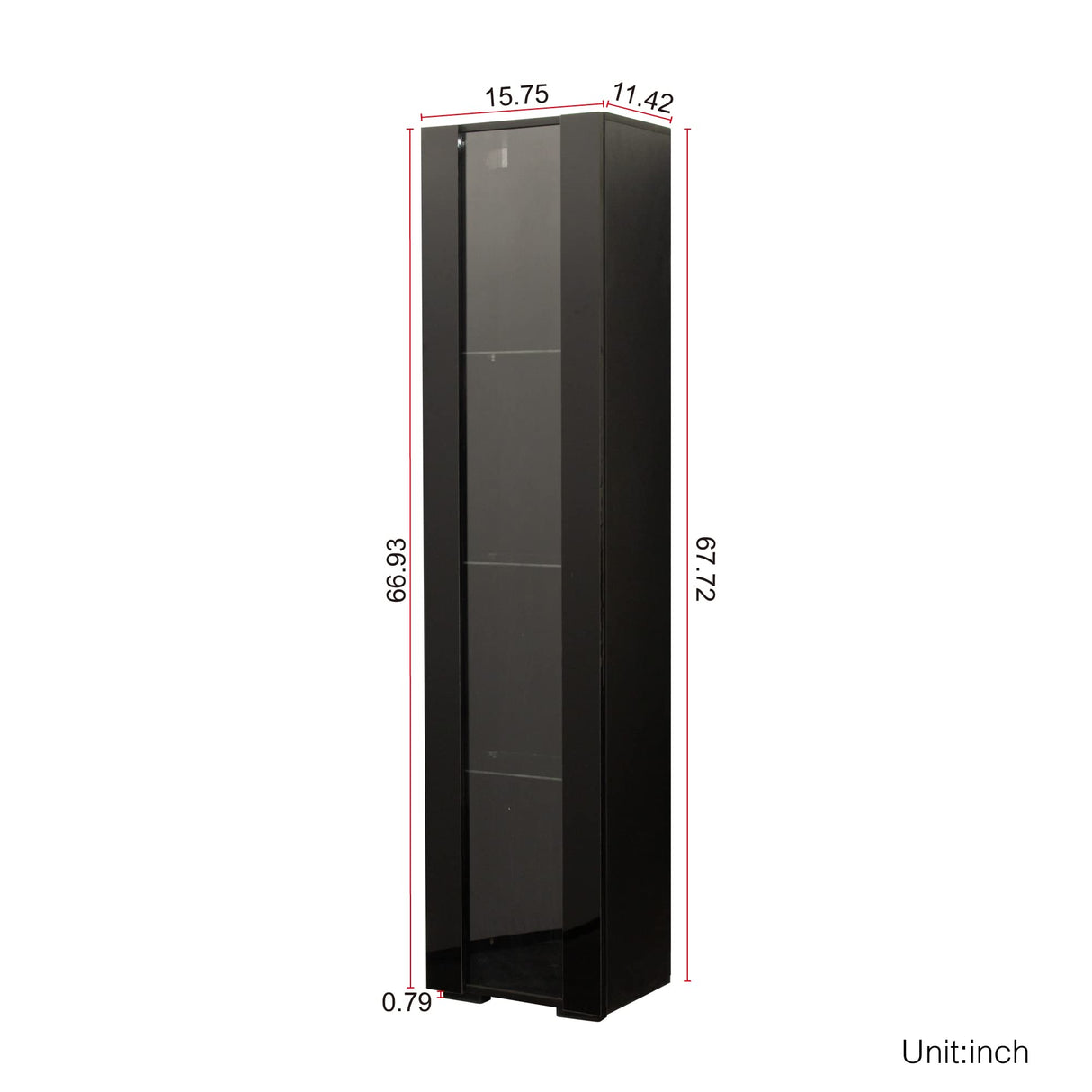 SSLine 67" LED 4-Tier Modern Bookshelf with Adjustable Shelves and Storage Cabinet SSLine