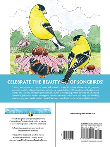 Creative Haven Glorious Songbirds Coloring Book (Adult Coloring Books: Animals) WoodArtSupply