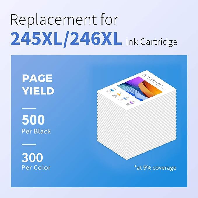 myCartridge SUPRINT 245XL 246XL Combo Pack Ink Cartridge Replacement for Canon Ink 245 and 246 PG-245 CL-246 for Pixma TS3122 MG2522 TS3322 TR4520 Printer 245XL 246XL myCartridge SUPRINT