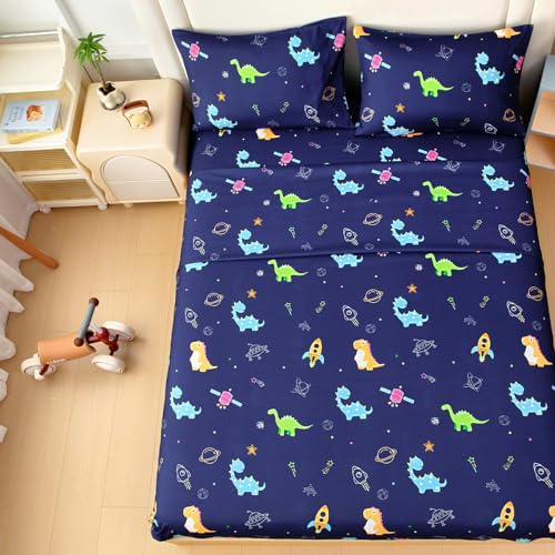MICORAL Kids Twin Sheet Set Dinosaur, 3 Pieces Sheets for Boys & Girls, Soft Printed Microfiber Bed Sheets, Deep Pocket Cozy Toddler Bedding Set MICORAL