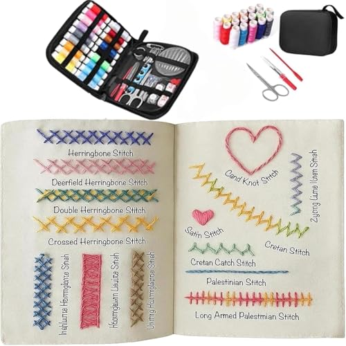 2026 New Upgraded Embroidery Stitch Book Kit,86 PCS Beginner Embroidery Kit, 106 Patterns with Tools & Tutorials, Portable All-in-One Hand Embroidery Book for Adults & DIY Craft Lovers(1 Set)