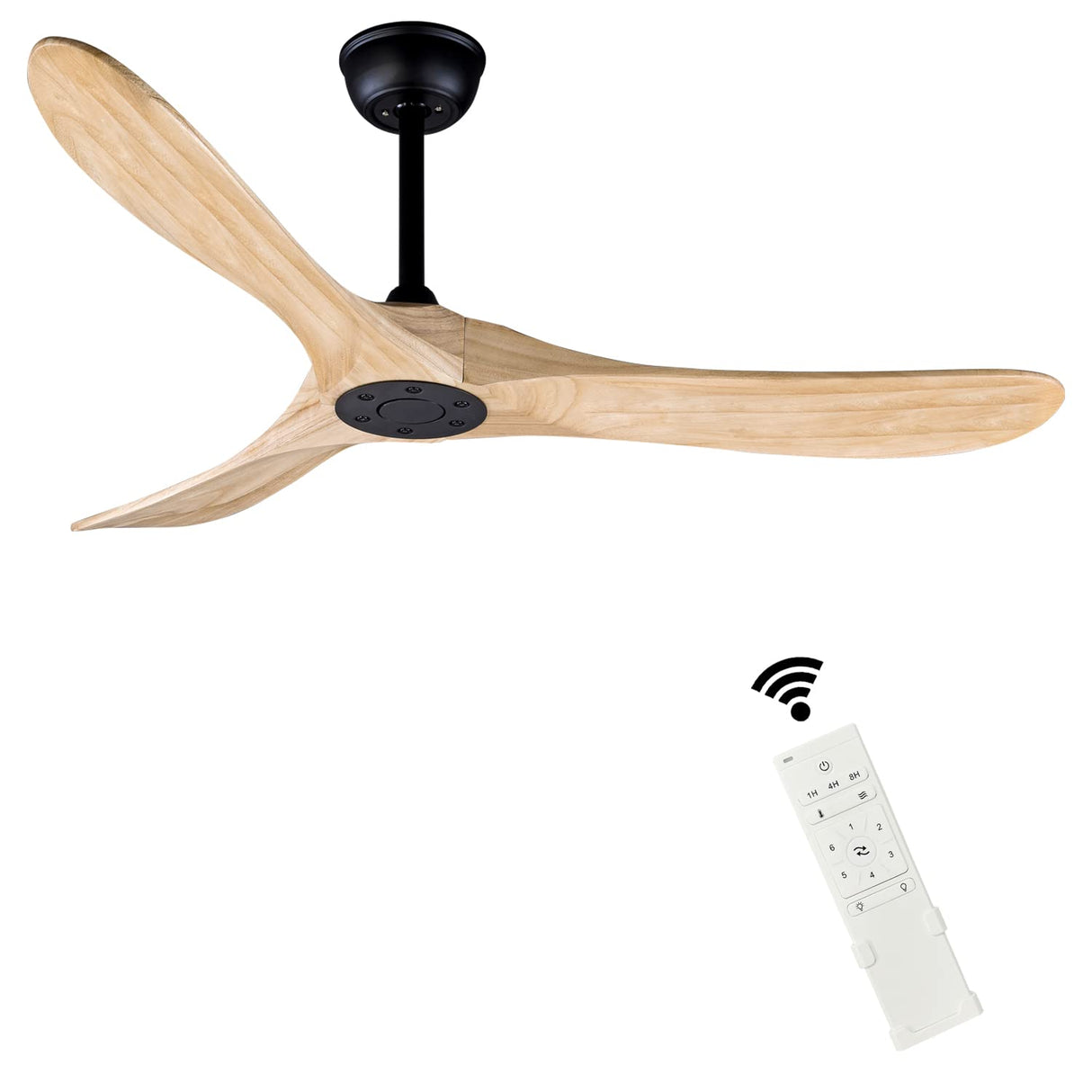 Bigzone 52" Outdoor/Indoor Ceiling Fans Without Lights, DC Motor Energy Saving, 3 Solid Wood Blades, Outdoor Ceiling Fans For Patios With Reversible Blades Bigzone