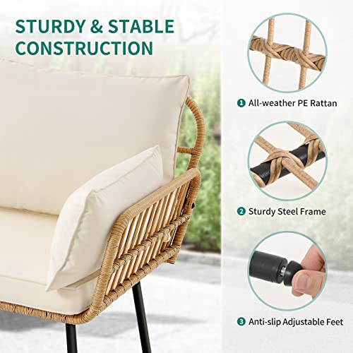YITAHOME Love Seat Patio Sofa, All-Weather Wicker Large Loveseats Patio Sectional Furniture with Cushions & Lumbar Pillows, Outdoor Patio Furniture Set for Patio, Balcony, Backyard, Deck, Poolside YITAHOME