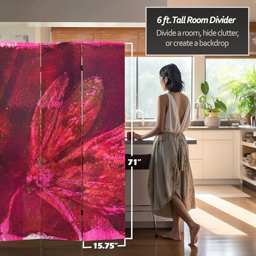 6 ft. Tall Double Sided Desire Canvas Room Divider Red Lantern