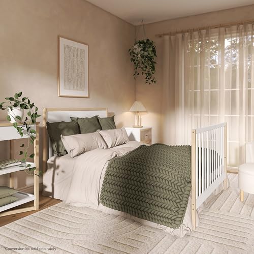 Dream On Me Owen 5-in-1 Convertible Full-Size Baby Crib in Vintage White Oak, GreenGuard Gold & BSA, Converts to Toddler, Day, & Full-Size Bed Non-Toxic Paint, Safe Sleep Environment