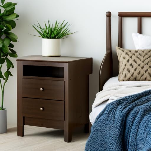 Prepac Sonoma 2 Drawer Nightstand: Elegant Bedroom Furniture, Bedside Table with Open Shelf, 23.25"W x 16"D x 28"H, Espresso Prepac