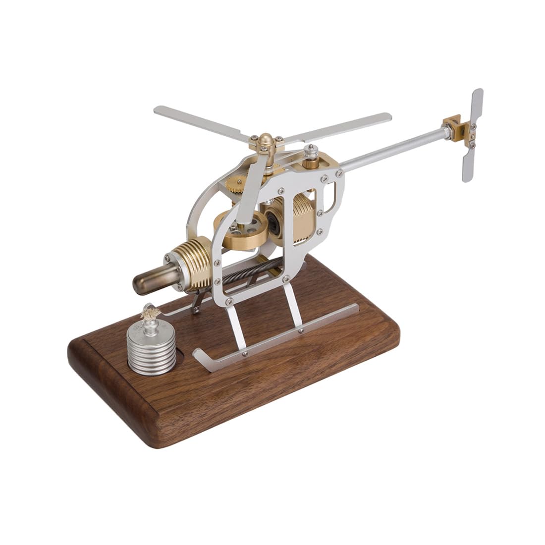 BrickCraftWorks Stirling Functional Mechanical Helicopter Engine DIY Assembly STEM Model, Hot Air Stirling Engine Kit for Teen and Adult, Educational Physics Experiment Toy (KIT Version) BrickCraftWorks