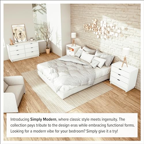 Prepac Simply Modern 6-Drawer Double Dresser for Bedroom, Chest of Drawers, Modern Bedroom Furniture, 52.5” wide x 16” deep x 29.5” tall, White Prepac