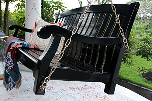 Bonn Mahogany Wood Black Porch Swing Cambridge Casual