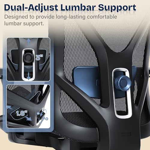 MOLENTS Ergonomic Office Chair, Mesh Computer Desk Chairs with Adjustable Lumbar Support, 3D Armrests, Tilt Function, Comfy Wide Seat, Swivel Executive Work Task Chair for Company and Home MOLENTS