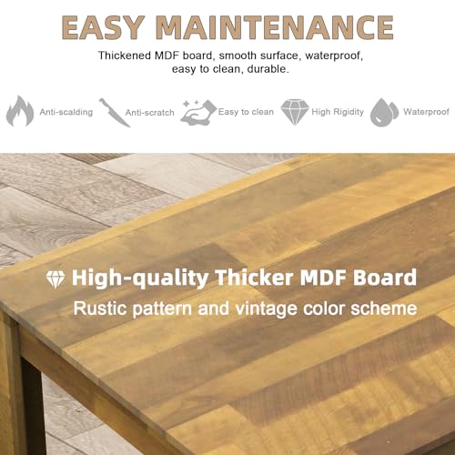 STHOUYN 71" 6ft Kitchen Dining Room Table for 6 8, Large Farmhouse Dinner Table, Wood Rectangular Long Table for Big Family, Waterproof & Scratch Resistant, Conference Table (Brown) STHOUYN