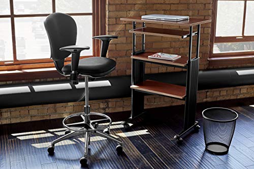 Safco 1929CY MUV Mobile Stand-Up Height-Adjustable Desk,Keyboard Storage, Steel Frame Construction, Durable Melamine Laminate Work Surface, 4 Wheels, Narrow Design Safco