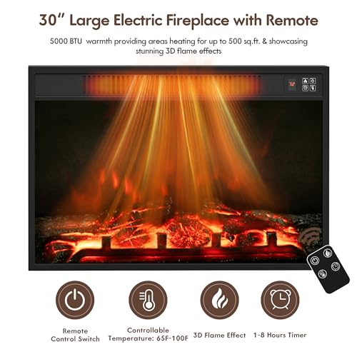 YESHOMY Fireplace TV Stand for Television up to 65+ Inch with Storage and Farmhouse Barn Doors, Entertainment Center with Cabinet and Shelves, Media Console for Living Room, Walnut YESHOMY