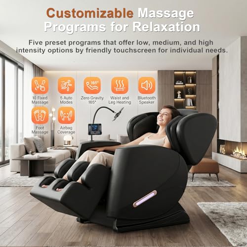 Massage Chair Full Body 2025 Upgraded Zero Gravity Recliner with Heat, 10 Fix Points, Airbag, Touch Screen, Footrest, Shiatsu Massage Chair Full Body for Parents Seniors Casaphoria