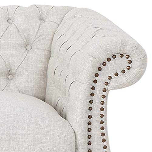 Christopher Knight Home Karen Traditional Chesterfield Loveseat Sofa, Beige and Dark Brown, 61.75 x 33.75 x 27.75 Christopher Knight Home