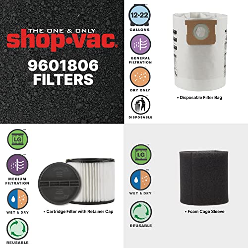 Shop-Vac 9601806 Industrial Wet Dry Pump Vac, 18 Gallon, 1.25 Inch Diameter x 8 Foot Hose, 130 CFM, (1 Pack) Shop-Vac