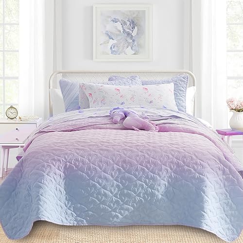 SCHNAUZER HOME Twin Size 2 Piece Quilt Set, Bailey Printed Bedding Coverlet Set, Lightweight Soft Reversible Bedspread Sets for All Season (1 Quilt & 1 Pillow Shams) SCHNAUZER HOME