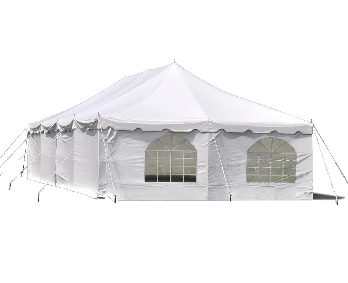 Party Tents Direct 20' x 40' Weekender Canopy Tent with Sidewalls, Easy Up Party Tent for Backyard, Outdoor Tents for Parties, Weddings, Graduations, Banquets, Events, Heavy Duty, PVC White Top Party Tents Direct