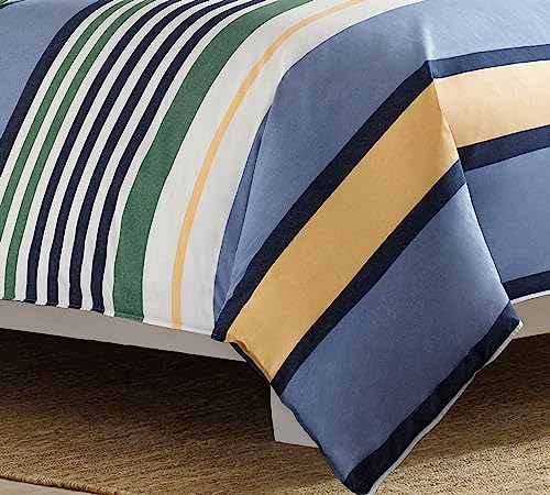 Nautica - Twin Comforter Set, Reversible Cotton Bedding with Matching Sham, Medium Weight for Year Round Use, Dorm Essentials, Oeko-Tex Certified (Dover Blue) Nautica