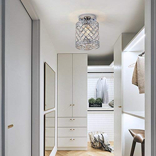 Create For Life® Mini Style Modern Decor Crystal Flush Mount Ceiling Light Fixture Crystal Chandeliers Light Ceiling Lamp for Hallway, Bar, Kitchen, Dining Room, Kids Room (6 inch Shade Dia) Create For Life